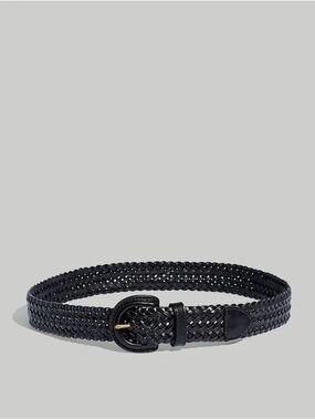 NWOT Madewell Black Woven Leather Belt Size Medium